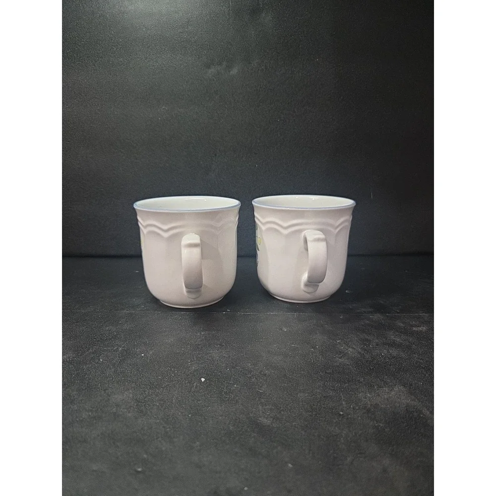 Floral Expressions Stoneware Coffee Cups, Japanese Tea Cups, Vintage Set of 2‎